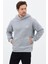 Erkek Oversize Pamuklu Kanguru Cepli Basic 3 Iplik Nakışlı Kapüşonlu Sweatshirt Gri - M 1