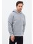 Erkek Oversize Pamuklu Kanguru Cepli Basic 3 Iplik Nakışlı Kapüşonlu Sweatshirt Gri - M 3