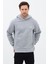 Erkek Oversize Pamuklu Kanguru Cepli Basic 3 Iplik Nakışlı Kapüşonlu Sweatshirt Gri - M 5