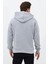 Erkek Oversize Pamuklu Kanguru Cepli Basic 3 Iplik Nakışlı Kapüşonlu Sweatshirt Gri - M 6