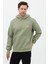 Erkek Oversize Pamuklu Kanguru Cepli Basic 3 Iplik Nakışlı Kapüşonlu Sweatshirt Buz Yeşil - L 1
