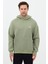 Erkek Oversize Pamuklu Kanguru Cepli Basic 3 Iplik Nakışlı Kapüşonlu Sweatshirt Buz Yeşil - L 2
