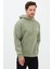 Erkek Oversize Pamuklu Kanguru Cepli Basic 3 Iplik Nakışlı Kapüşonlu Sweatshirt Buz Yeşil - L 3