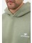Erkek Oversize Pamuklu Kanguru Cepli Basic 3 Iplik Nakışlı Kapüşonlu Sweatshirt Buz Yeşil - L 6