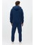 Erkek Pamuklu Nakışlı Oversize Kapüşonlu 3 Iplik Kanguru Cepli Basic Eşofman Takımı Lacivert - Xl 6