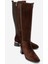 Rochos Kahverengi Süet Streç Detaylı Hakiki Deri Kadın Çizme 1