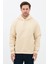 Erkek Oversize Pamuklu Kanguru Cepli 3 Iplik Basic Kapüşonlu Sweatshirt Bej - Xl 1