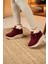 Kadın Süet Kürklü Kısa Spor Bot SS001-0478 Bordo 5