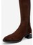 Rochos Kahverengi Süet Streç Detaylı Hakiki Deri Kadın Çizme 4