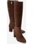 Sejas Kahverengi Hakiki Deri Süet Kadın Topuklu Çizme 1