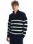 Yeni Sezon Dik Yaka Uzun Kollu Çizgili Erkek Triko Kazak 1