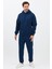 Erkek Pamuklu Eşofman Takımı Oversize Kapüşonlu 3 Iplik Kanguru Cepli Rahat Kesim Lacivert - M 1