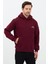 Erkek Oversize Pamuklu Kanguru Cepli Basic 3 Iplik Nakışlı Kapüşonlu Sweatshirt Bordo - 2xl 2