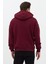 Erkek Oversize Pamuklu Kanguru Cepli Basic 3 Iplik Nakışlı Kapüşonlu Sweatshirt Bordo - 2xl 5