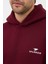 Erkek Oversize Pamuklu Kanguru Cepli Basic 3 Iplik Nakışlı Kapüşonlu Sweatshirt Bordo - 2xl 6