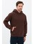 Erkek Oversize Pamuklu Kanguru Cepli 3 Iplik Basic Kapüşonlu Sweatshirt Kahverengi - 2xl 3