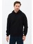 Erkek Oversize Pamuklu Kanguru Cepli 3 Iplik Basic Kapüşonlu Sweatshirt Siyah - Xl 1