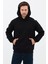 Erkek Oversize Pamuklu Kanguru Cepli 3 Iplik Basic Kapüşonlu Sweatshirt Siyah - Xl 4