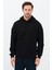 Erkek Oversize Pamuklu Kanguru Cepli 3 Iplik Basic Kapüşonlu Sweatshirt Siyah - Xl 5