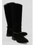 Kadın Süet Çizme Tokalı Kalın Topuklu Siyah Miretta 1