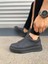 JY007 Alba Bağcıksız Cilt Erkek Günlük Sneaker Ayakkabı Cst Siyah 3