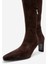 Lume Kahverengi Süet Hakiki Deri Kadın Blok Topuklu Çizme 4
