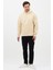 Erkek Oversize Pamuklu Kanguru Cepli Basic 3 Iplik Nakışlı Kapüşonlu Sweatshirt Bej - L 4