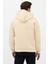 Erkek Oversize Pamuklu Kanguru Cepli Basic 3 Iplik Nakışlı Kapüşonlu Sweatshirt Bej - L 6