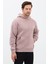 Erkek Oversize Pamuklu Kanguru Cepli Basic 3 Iplik Nakışlı Kapüşonlu Sweatshirt Buz Menekşe - M 2