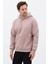 Erkek Oversize Pamuklu Kanguru Cepli Basic 3 Iplik Nakışlı Kapüşonlu Sweatshirt Buz Menekşe - M 3