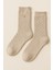 Kadın Zımbalı Yün Soket Çorap Bej Melanj 1