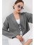 Önü Bağlamalı Keten Kimono 960 - Gri 1