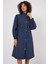 5939 Astarlı Uzun Trençkot - Lacivert 2