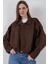 Kadın Kahverengi Oversize Süet Ceket 1055 1
