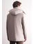 Taş Rengi Çıkma Kapşonlu Dik Yaka Yırtmaçsız Esnek Classic Kaban 1008255165 5