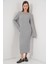 Kadın Örgülü Uzun Tiko Elbise 15944 - Gri 2