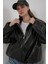 Kadın Oversize Suni Deri Ceket 1049 - Siyah 4