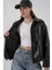 Kadın Oversize Suni Deri Ceket 1049 - Siyah 5
