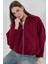 Kadın Büzgülü Oversize Kaşe Ceket 0728 - Bordo 2