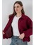 Kadın Büzgülü Oversize Kaşe Ceket 0728 - Bordo 4