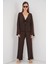 Kadın Örme Bluz Pantolon Ikili Takım 30052 - Kahverengi 4