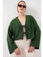 Önü Bağlamalı Keten Kimono 960 - Zümrüt Yeşili 1