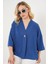 Kadın Kısa Kol Oversize Kimono 5969 - Indigo 3