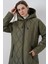 5177 Kapüşonlu Uzun Kapitone Mont - Haki 2