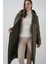 5177 Kapüşonlu Uzun Kapitone Mont - Haki 4
