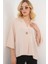 Kadın Kısa Kol Oversize Kimono 5969 - Krem 4