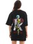 Unisex Bisiklet Yaka Baskılı Oversize T-Shirt - Siyah 6