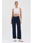 Kadın Hakan Jeans Esnek Wide Leg Koyu Mavi Yüksek Bel Kot Pantolon 2