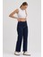 Kadın Hakan Jeans Esnek Wide Leg Koyu Mavi Yüksek Bel Kot Pantolon 3