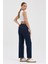 Kadın Hakan Jeans Esnek Wide Leg Koyu Mavi Yüksek Bel Kot Pantolon 5
